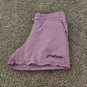 JUSTICE purple sweat shorts size L KIDS